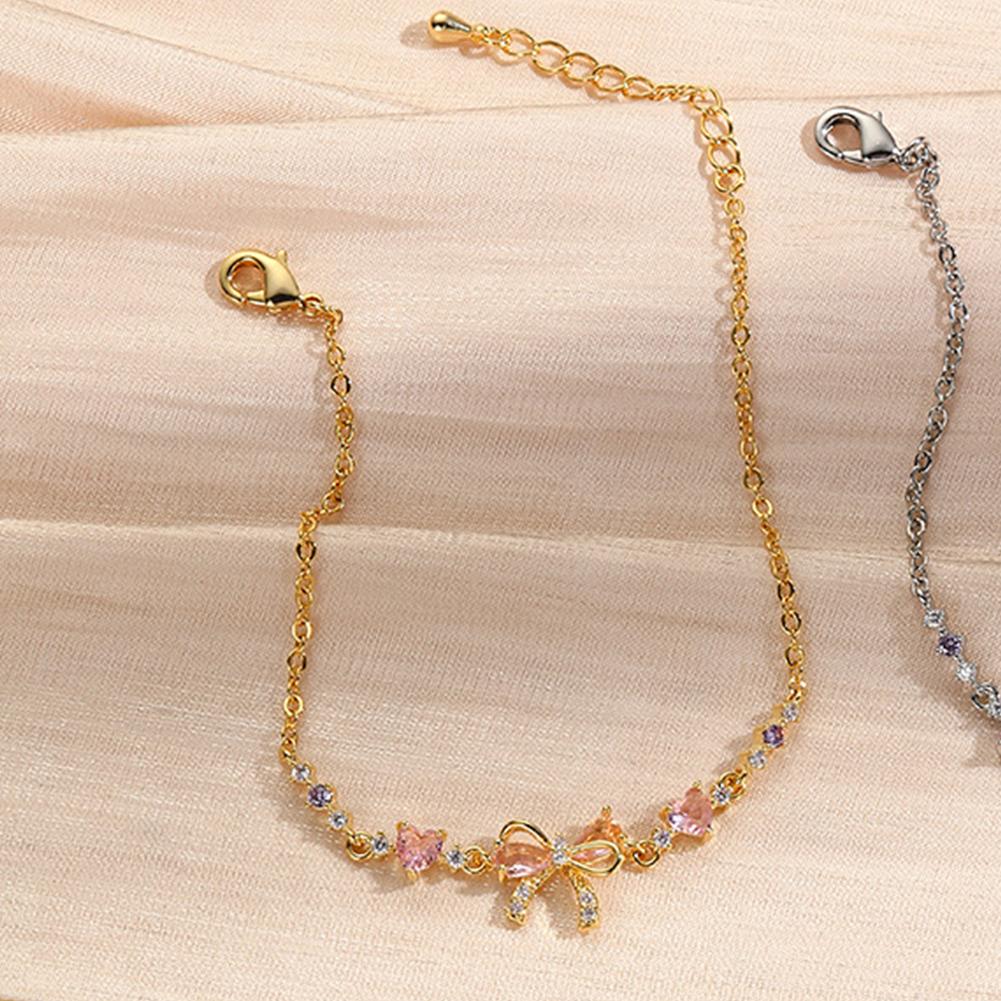 Bow Zircon Bracelet Bow Knot Link Bracelet for Women Gifts