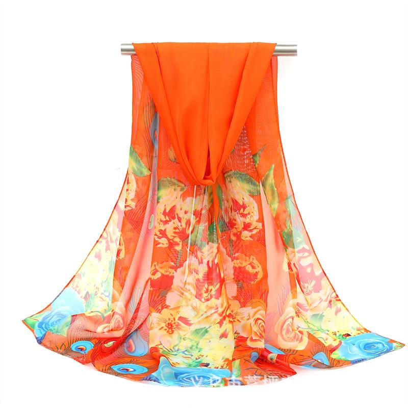 Spring/Summer New Women'S Silk Scarf 45 * 150cm Simulated Silk Twill Square Scarf Fashion Printed Large Square Scarf Professional Scarf