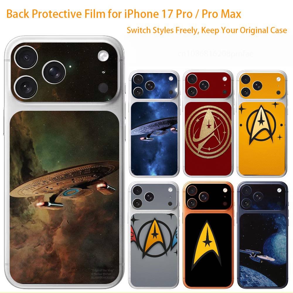 S-Star T-Trek Ships 3D Full Body Skin Decal for iPhone 17/Pro Max/Air, Color Rear Protective Sticker