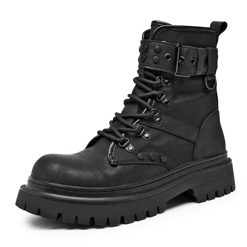 Унисекс Ретро Черные Ботинки Dr. Martens: Универсальные, на толстой подошве, короткие мотоботы на осень