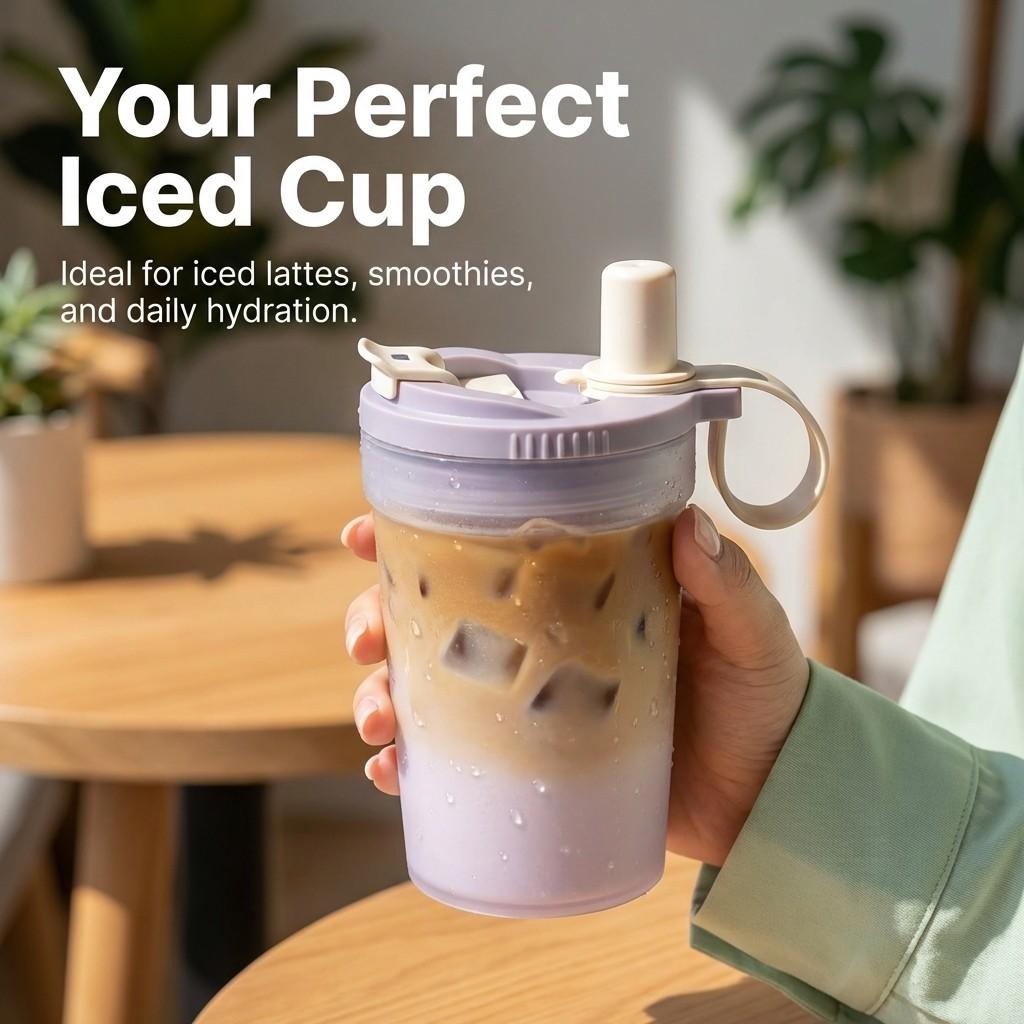 400ML Portable Tumbler Water Cup With Strainer&Straw Heat-resistant Leak-proof Transparent Plastic Drinking Bottle For Students