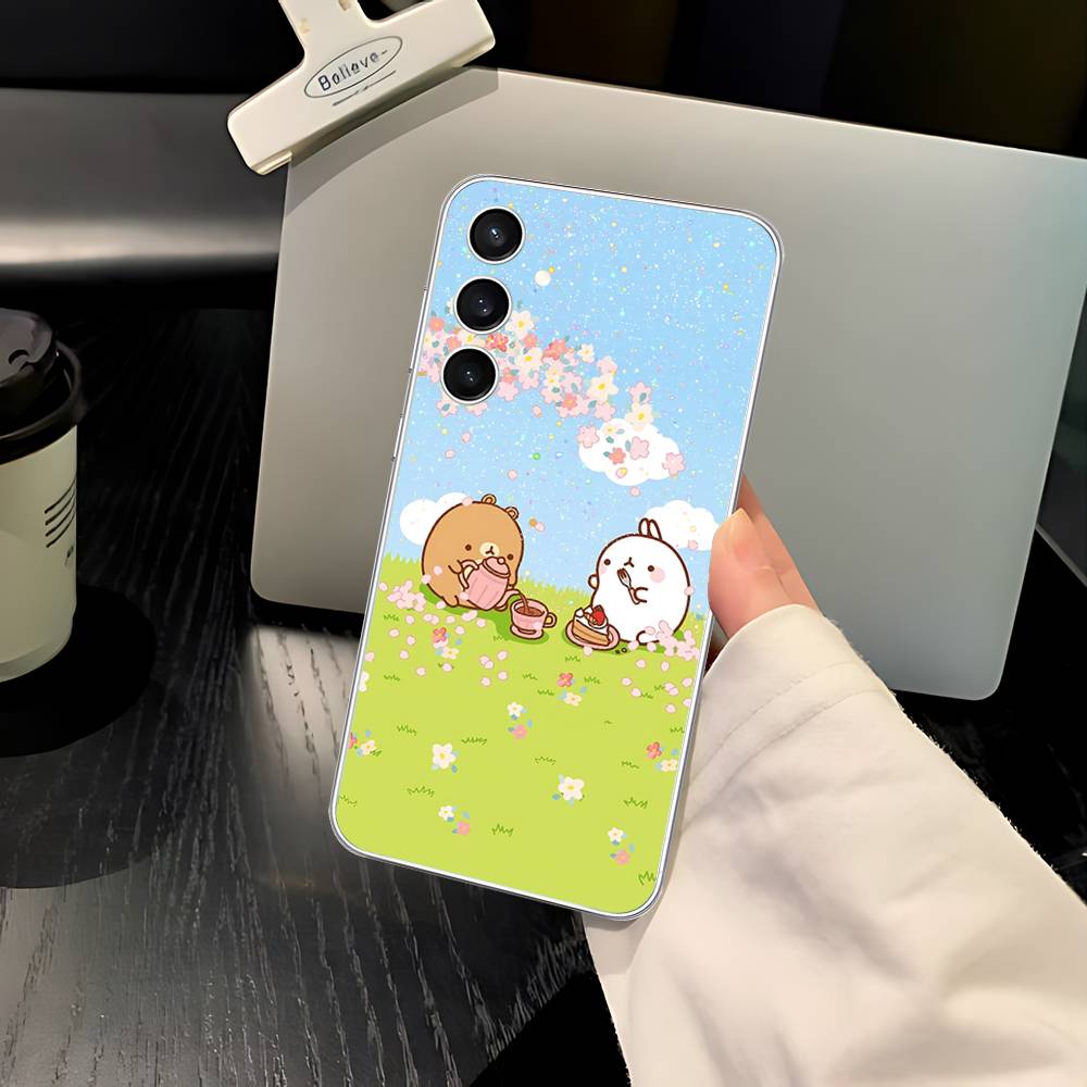 Милый Чехол для Телефона H-Molang-S для Samsung Galaxy A52 A12 A51 S21 Edge S22ULTRA S23 S24 S20LITE Plus Ultra Прозрачный Чехол