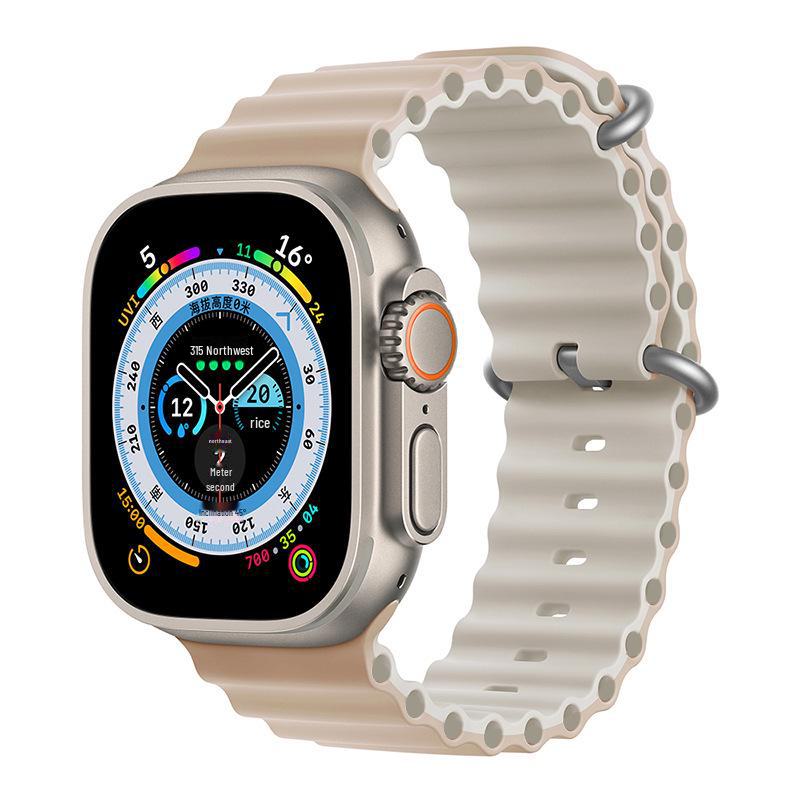 Ремешок для часов Apple Marine: Двухцветный силиконовый ремешок для Apple Watch 8/7/SE/Ultra — идеально подходит для занятий спортом
