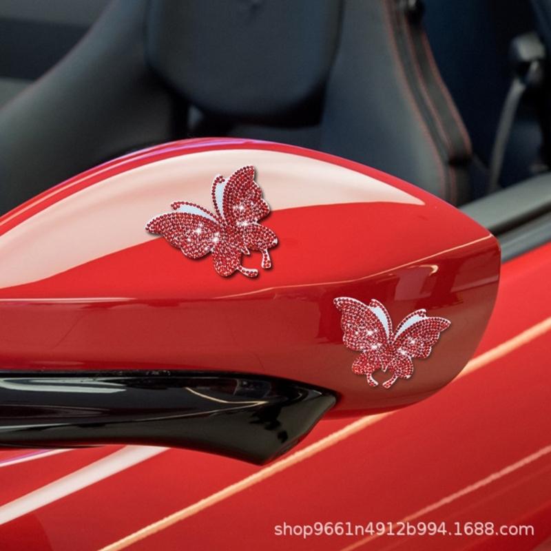 Shimmering Rhinestones Butterfly Car Sticker Sparklings Crystal Decal for Bumpers Window Laptop& DIY Auto Accessories