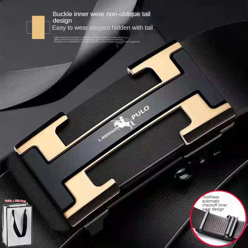 Мужской ремень с автоматической пряжкой, повседневный деловой модный новый мужской универсальный брючный ремень из натуральной воловьей кожи