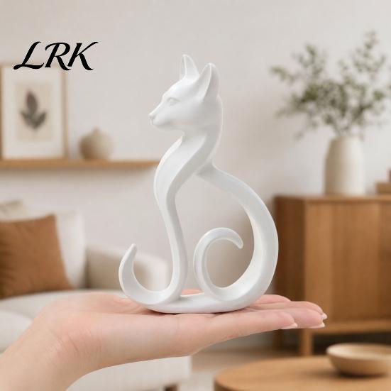 Фигурка кошки, 3D-печатная фигурка, Минималистичная элегантная сидячая скульптура, Фигурка без заусенцев, Современный животный орнамент для декора дома, офиса, стола, полки