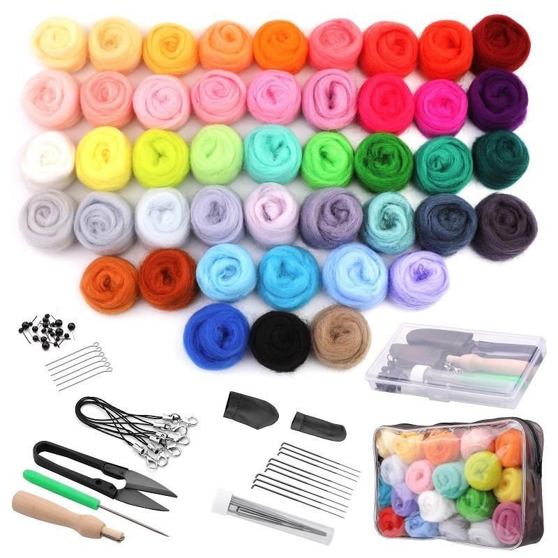 45 цветов войлочная шерсть ровница игла для валяния стартовый набор с принадлежностями для начинающих валяние своими руками ремесло украшение дома