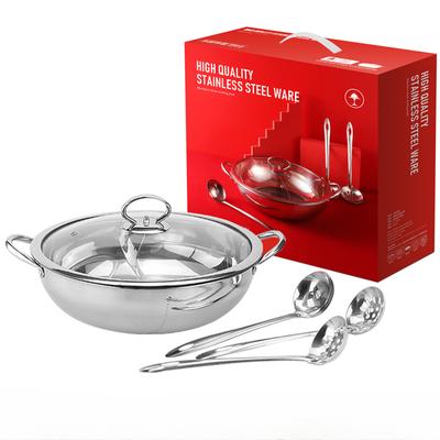 Двойная двойная кастрюля из нержавеющей стали, посуда Shabu, совместимая с индукционной печью