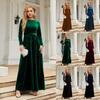 "Elegant 2025 Fall/Winter Long Gold Velvet Dress for Ladies"
