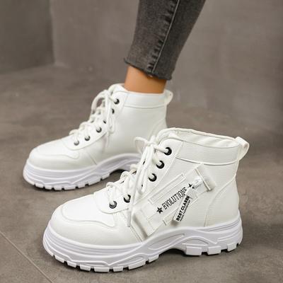 Новая осенне-зимняя обувь: Повседневные и универсальные ботильоны, водонепроницаемые ботинки до середины икры на шнуровке