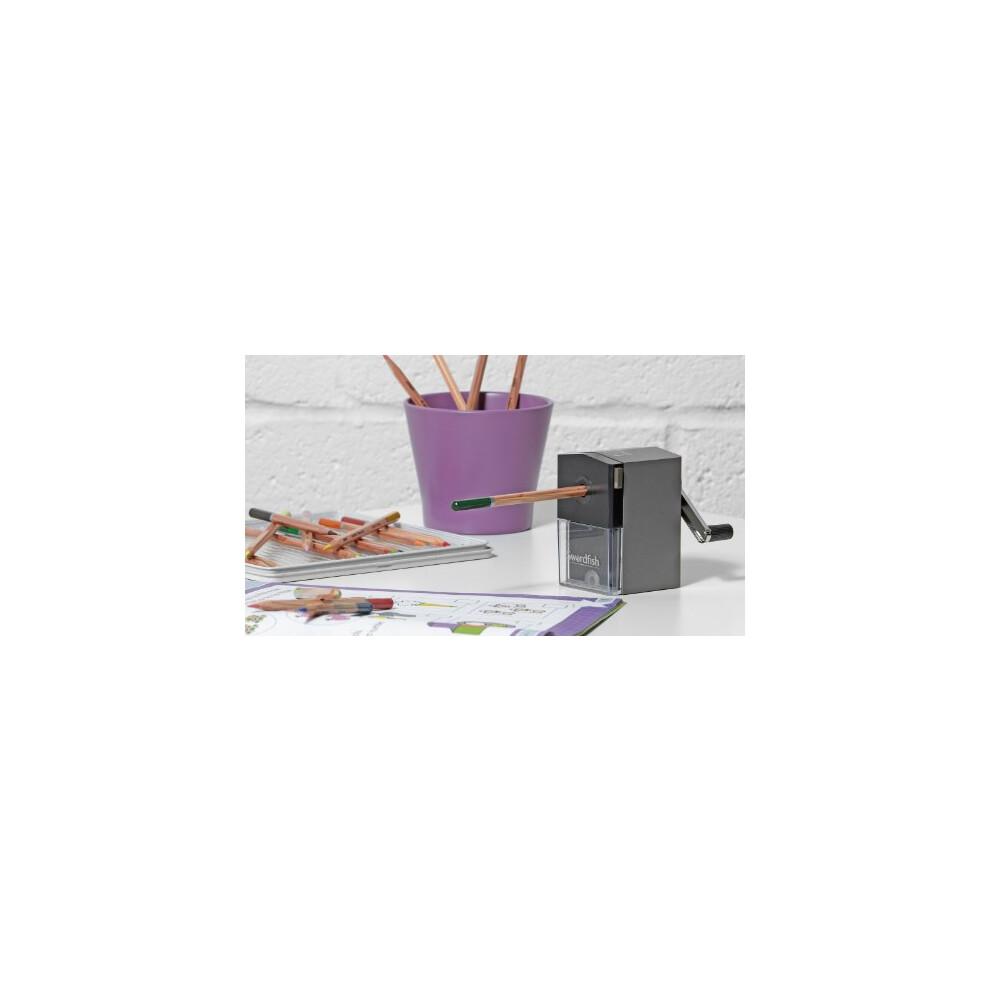Swordfish ?Ikon? Desktop Manual Pencil Sharpener with Replaceable Helical Blade and Auto Stop Function [40100]