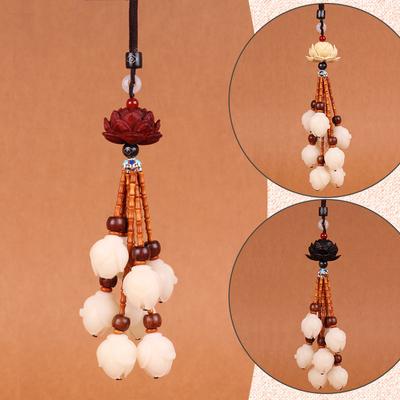 Ping An Bodhi Magnolia Ebony Lotus Автомобильный кулон Зеркало заднего вида Украшение ручной работы Универсальный роскошный подарок для салона автомобиля