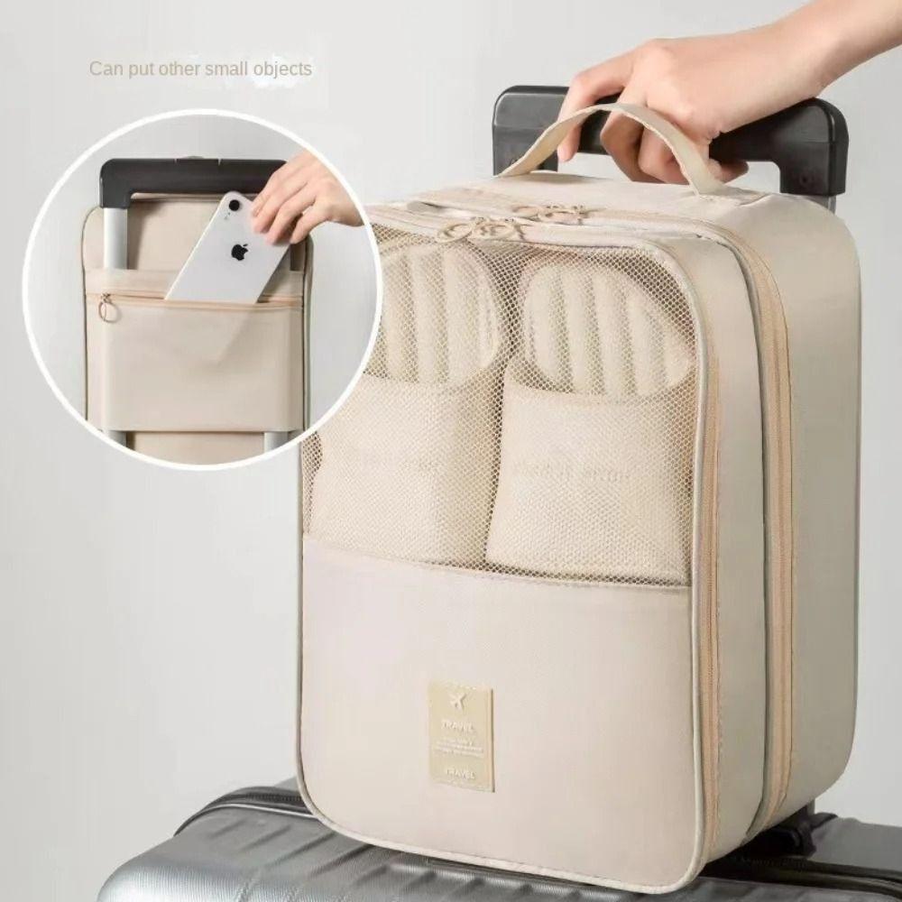 Двухслойная сумка для хранения обуви, подвесная, с карманом, дорожная сумка для обуви, дышащая сетка, компактная упаковка для обуви