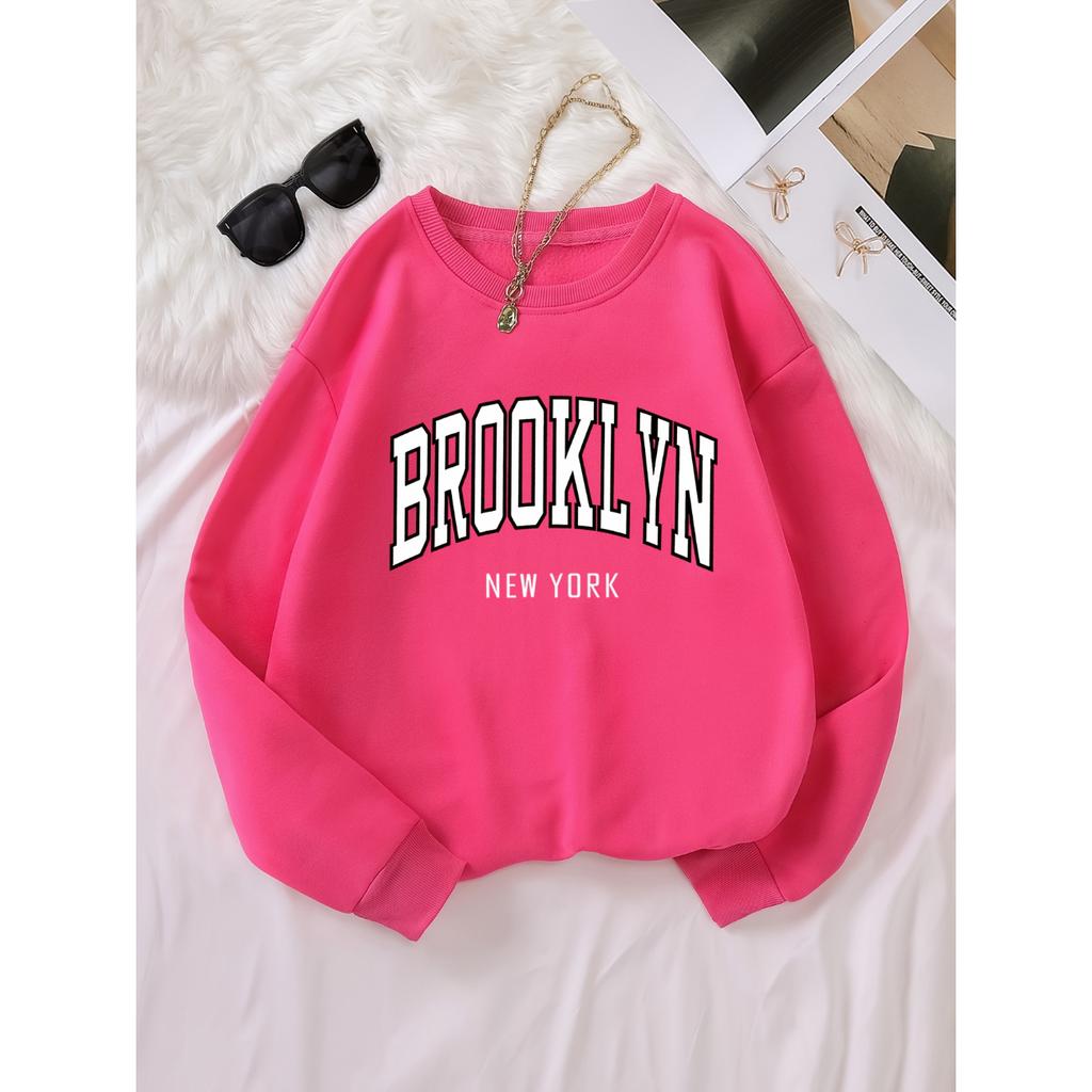 Свитшот-пуловер с принтом, повседневный свитшот с круглым вырезом и длинными рукавами, женская одежда на осень и зиму