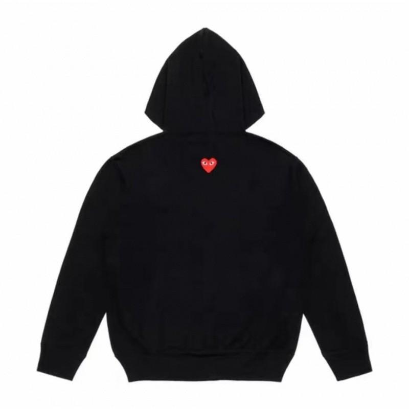 CDGplay Hoodie Couples Winter Heart Print Stand Collar Zip Sweatshirt Men Women