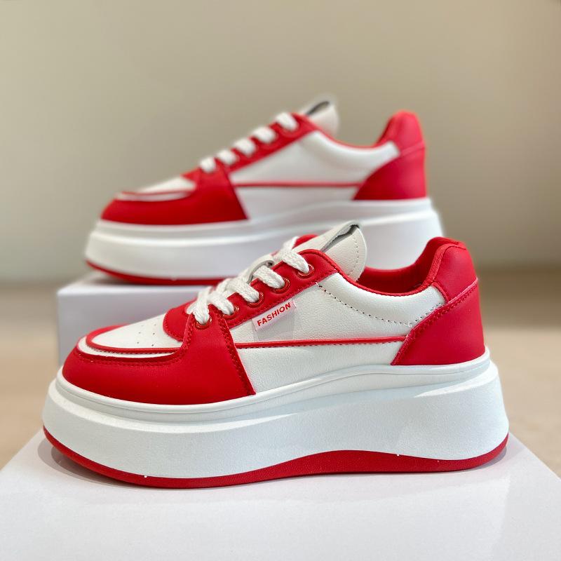 Весенние новые белые туфли на платформе универсальная повседневная обувь для студентов повседневные туфли для увеличения роста женские туфли-маффины