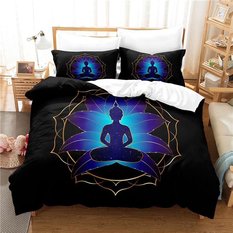 Buddha Duvet Cover Set Queen Size Single Double Bed 220x240cm Twin King Full Bedding Sets Quilt Case Linens 3D HD Pillowcase