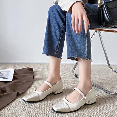 Весенние новые туфли Мэри Джейн на квадратном каблуке, женственность, квадратный носок, туфли-лодочки с открытым верхом, на низком каблуке, женская обувь