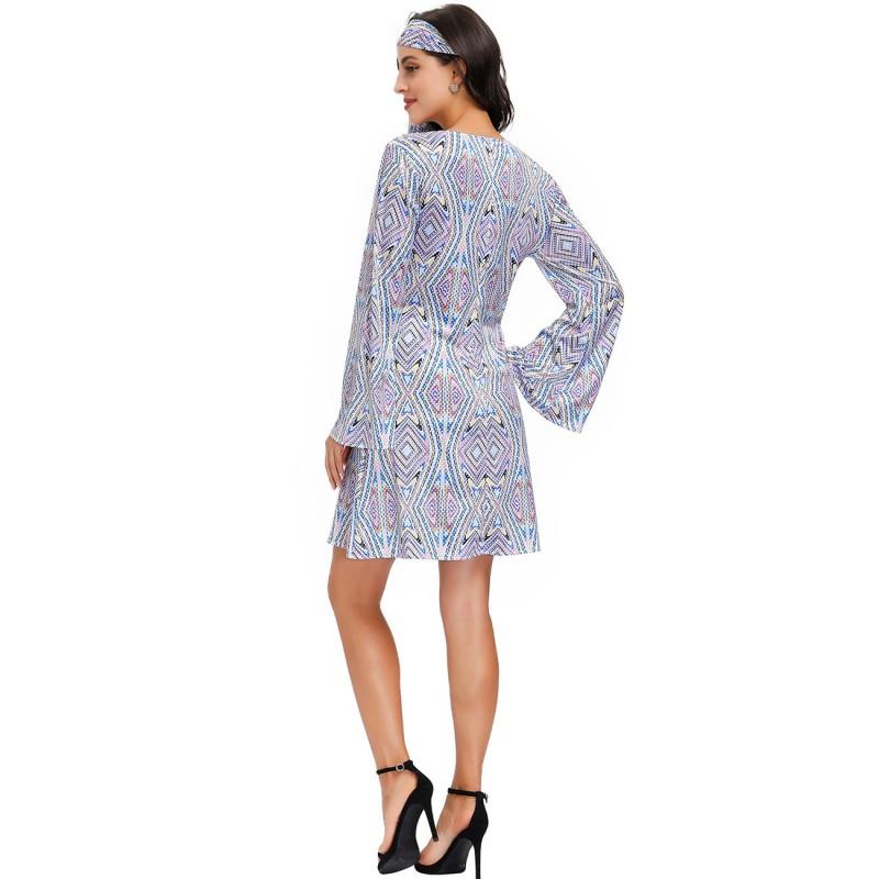 M-XL 70s Disco Performance Costume Women Halloween Cosplay Vintage Retro Party Outfit