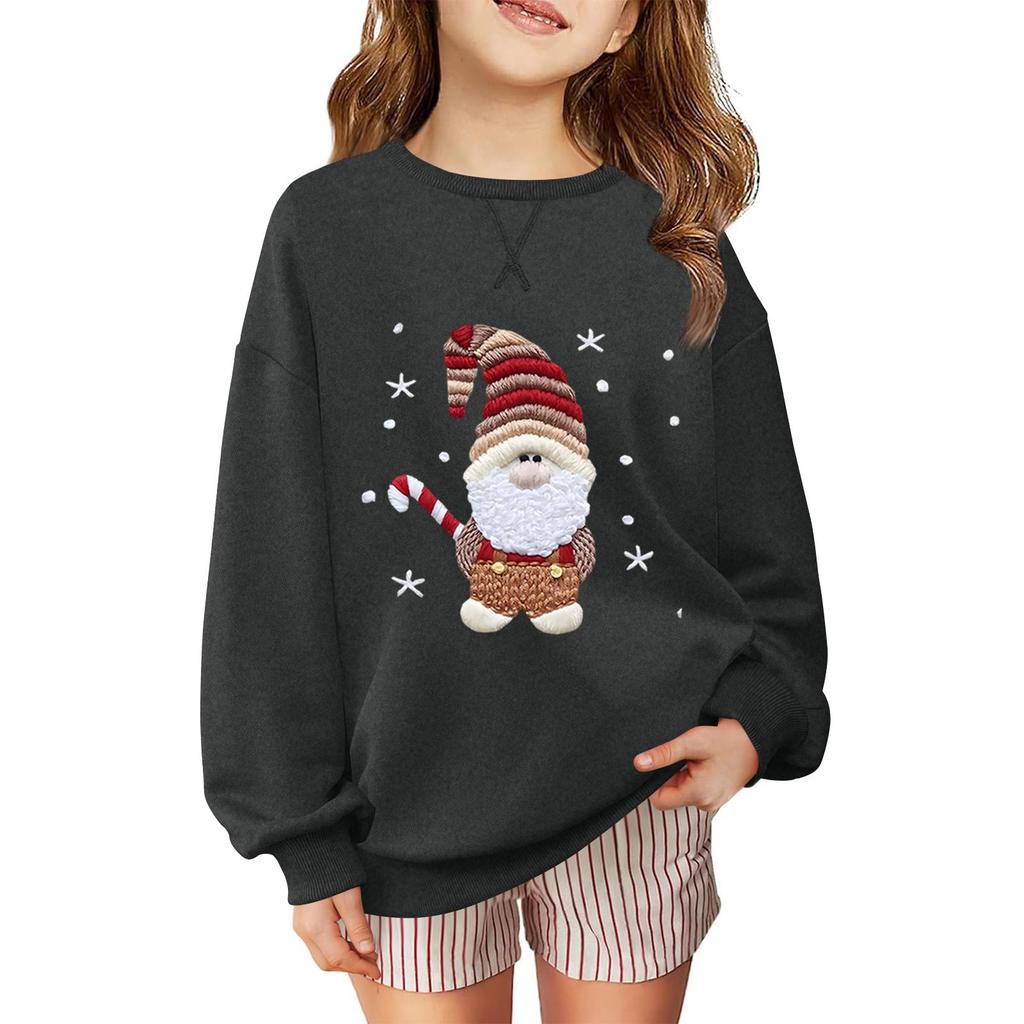 Children's Fashionable Casual Long-sleeved Loose Christmas Print Pullover Sweatshirt