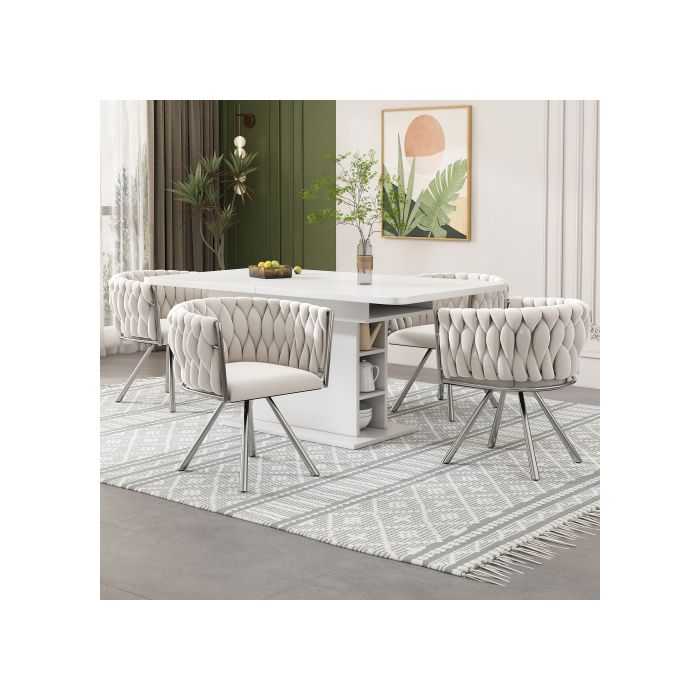 Chaise de salle à manger - MUVOE - Velours - Pivotante 360° - Design ergonomique - Lot de 4