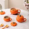 Cute Pumpkin Cup Ceramic Cup Milk Soup Breakfast Cup Novelty Personalized Cartoon Cup With Lid