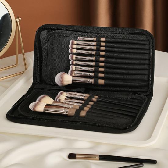 Сумка для кистей для макияжа, 15 отделений, водонепроницаемая ткань Оксфорд, складная портативная стоячая губная помада, карандаш для бровей, косметический держатель для кистей, сумка-органайзер