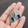 Апатит Ювелирные изделия из серебра ручной работы, Серьги из стерлингового серебра 925 пробы, Красивые ювелирные изделия с драгоценными камнями ручной работы, Серьги с апатитом для нее