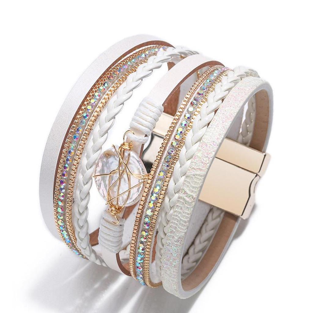 Кожаный браслет для женщин Многослойный браслет в стиле бохо Femme Jewelry