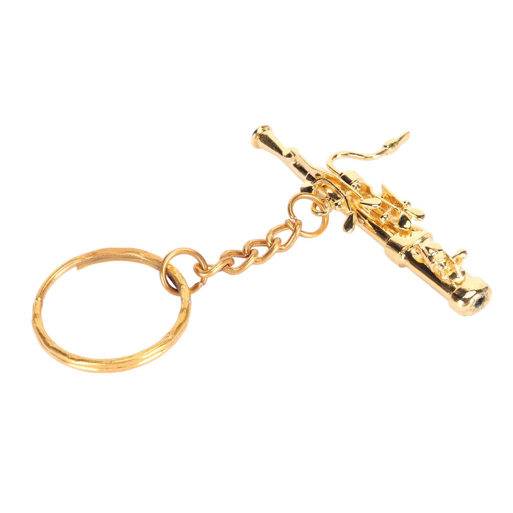 Mini Bassoon Shape Key Chain Adorable Brass Key Ring Pendant Gift Musical Instrument Keychain Gold