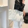 Large Capacity Shoulder Armpit Bag Canvas Tote Bag Literary Shoulder Bag College Student Class Commuter Handbag