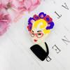 Blucome New Design Unique Lady Figure Acrylic Brooch Pins For Women Girls Pins Lapel Badges Bag Decorations Party Dress Jewelry