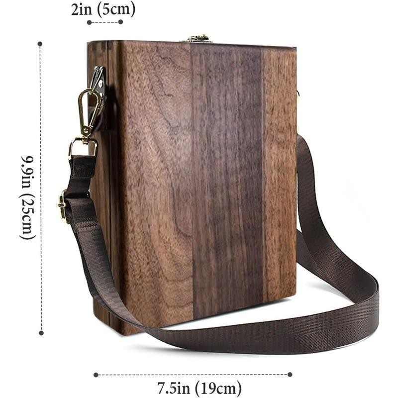 New Messenger Box Bag - Chinese Style Wooden Crossbody Satchel with Multi-Compartment Storage, Vintage Writer's Organizer Case
