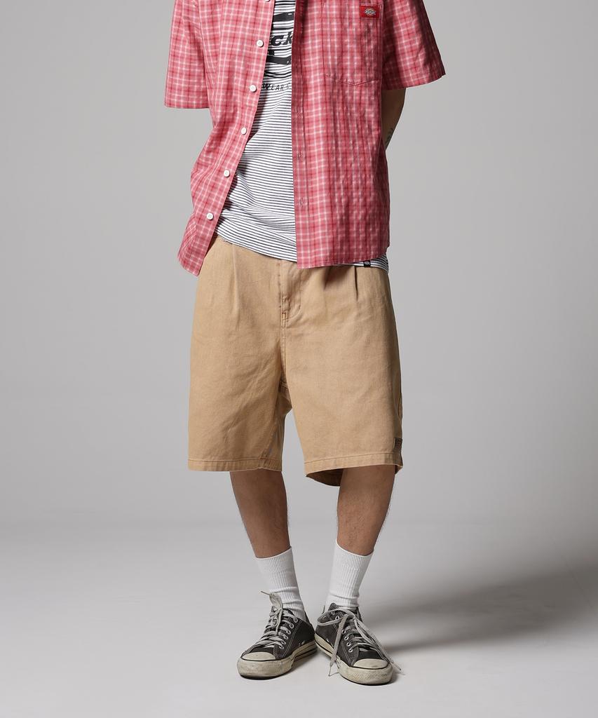 DICKIES Garment Dyed One-Pleat Twill Shorts Khaki