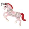 Unisex Brooch Pin Galloping Horse Enamel Rhinestones Studded Sophisticated Chinese