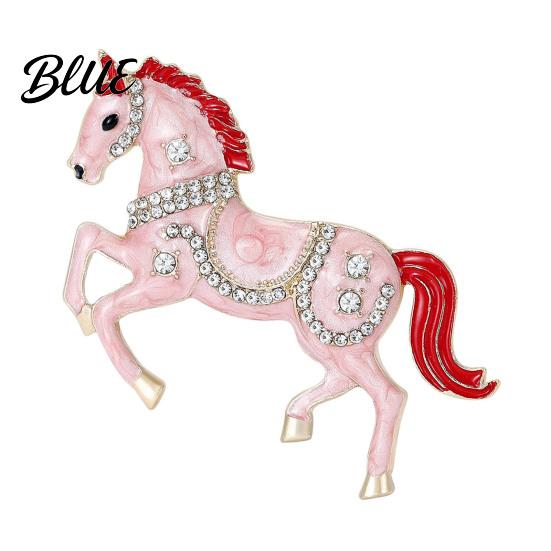 Unisex Brooch Pin Galloping Horse Enamel Rhinestones Studded Sophisticated Chinese