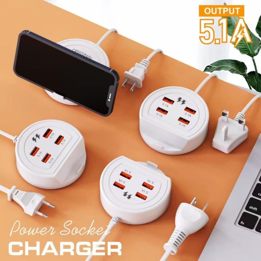 USB Desktop Power Strip Multifunction 4 Ports Type C Fast Charging Socket Home Electronics For Iphone Xiaomi 14 15 EU/US/UK Plug
