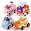 1PC Baby Toddler Press and Go Vehicle Cartoon Infant Mini Animal Ambulance Police Car Fire Truck Excavator Model Gift Idea ideal for Children