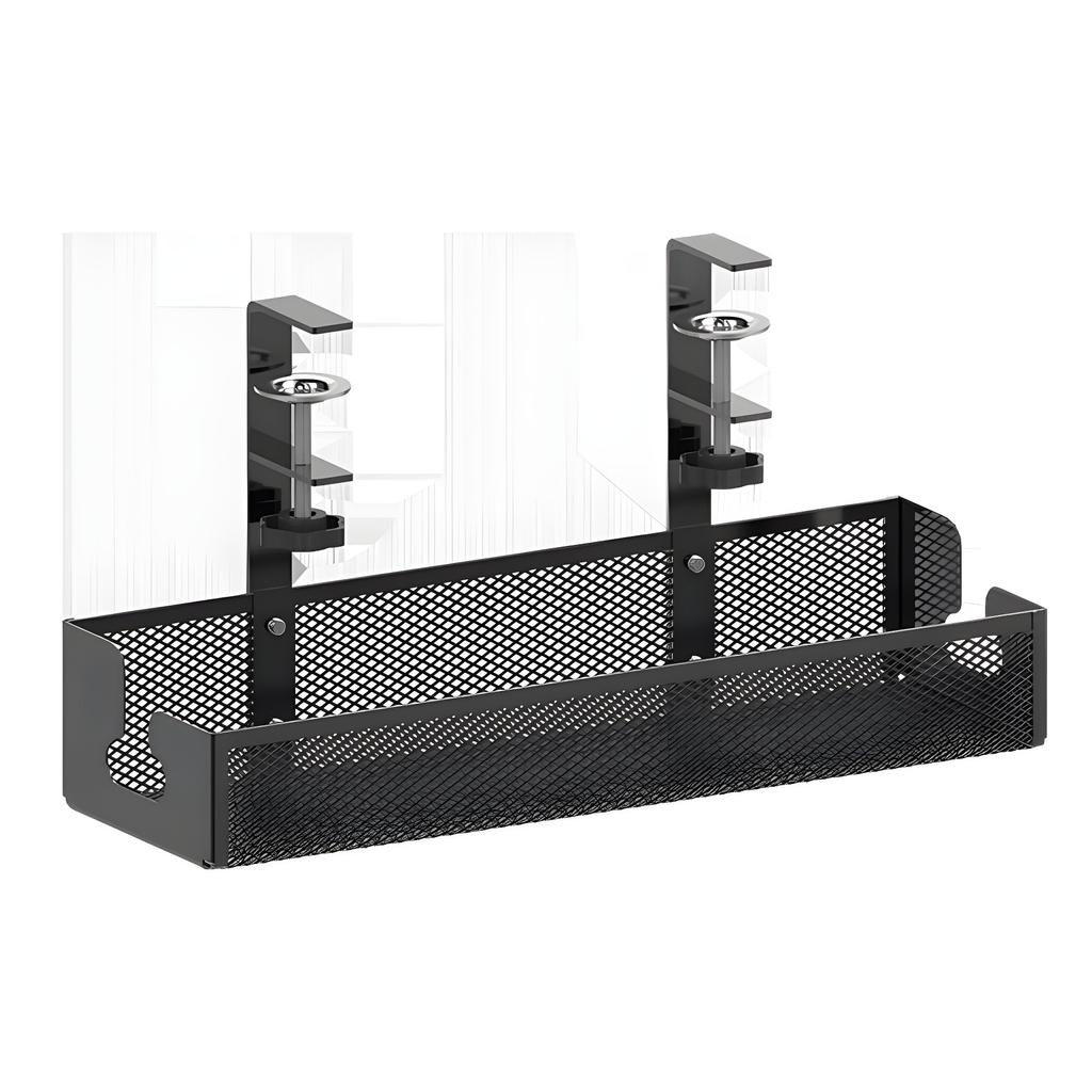 No Drilling Extendable Under Desk Cable Management Metal Cable Tray Under Desk With Clamp Retractable Power Strip Cord Holder