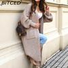 Fall/Winter Women's Long-Length Sweater Coat Casual Oversized Pocket Long-Sleeve Knit Cardigan