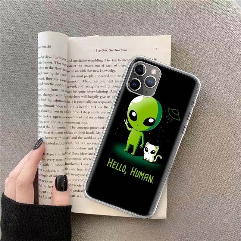 НЛО Пришелец Кот вселенная Телефон Для Apple Iphone 12 13 Mini 15 Pro Max 11 Pro 14 Plus 16 Pro Max 16E Чехол Оболочка Прозрачный ТПУ Pr