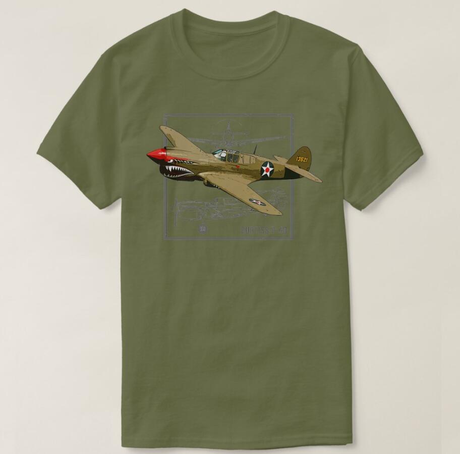 Curtiss P40 Warhawk Fighter Plane Men TShirt Short Sleeve Casual Cotton ONeck Summer Men Clothing