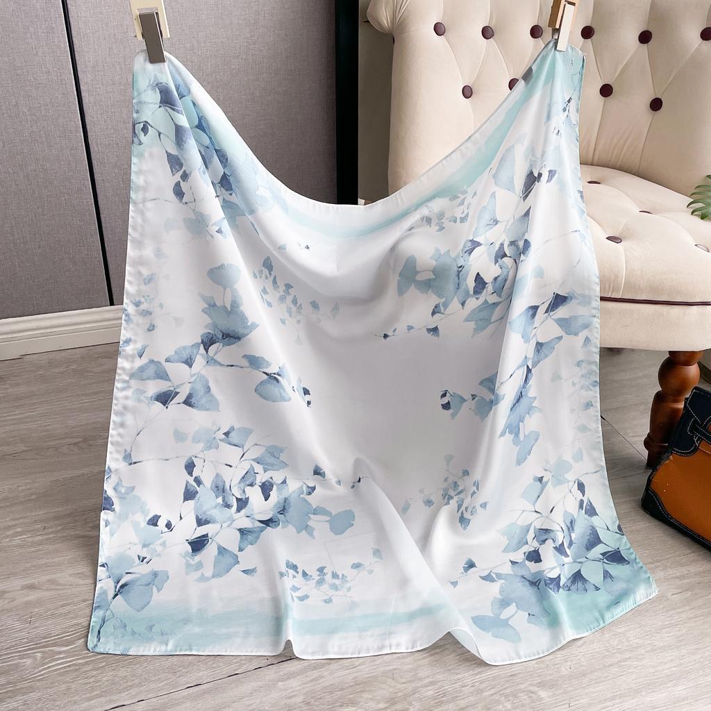 Latest Design Luxury 90cm Silk Women Scarf Sunscreen Foulard Shawl Hijab Female Hair Hijab Wraps Neckerchief Bandanda Echarpe