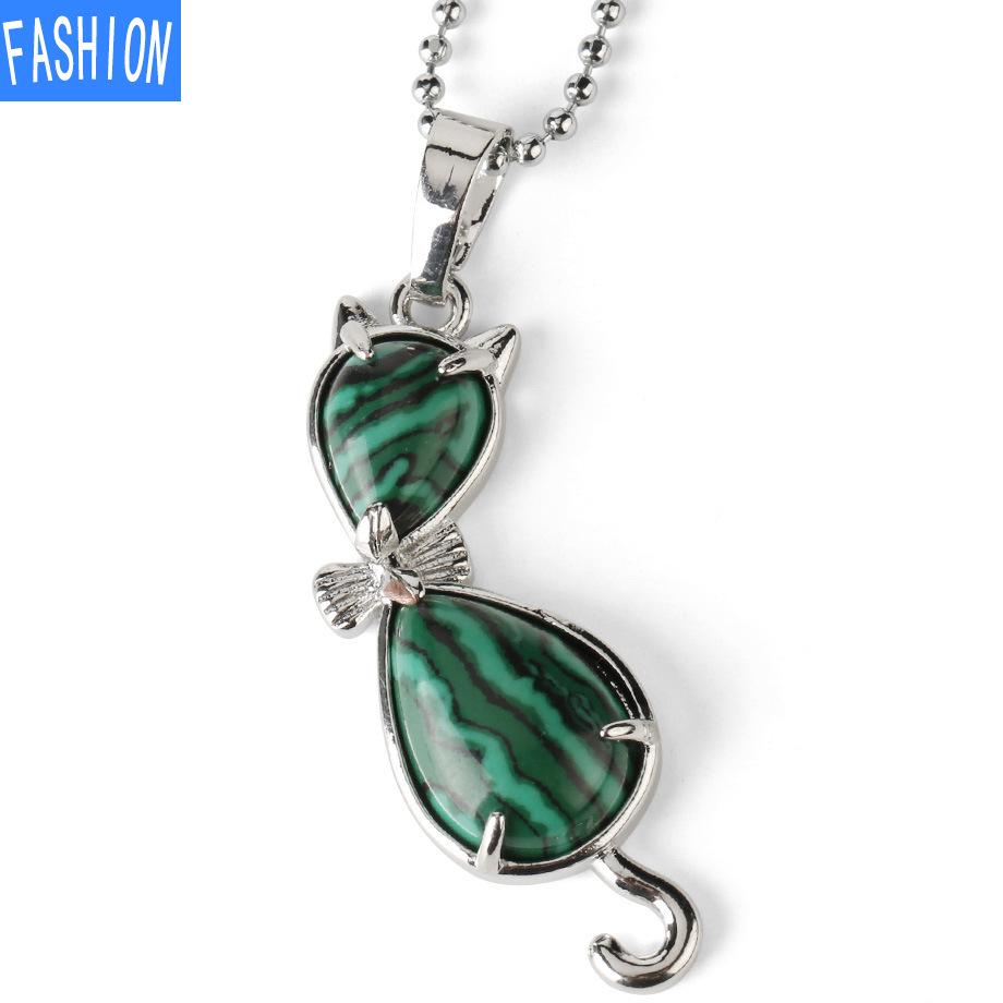 Европейская и американская личность, ожерелье с аметистом, животное, кошка, абстрактная инкрустация, подвеска из натурального камня