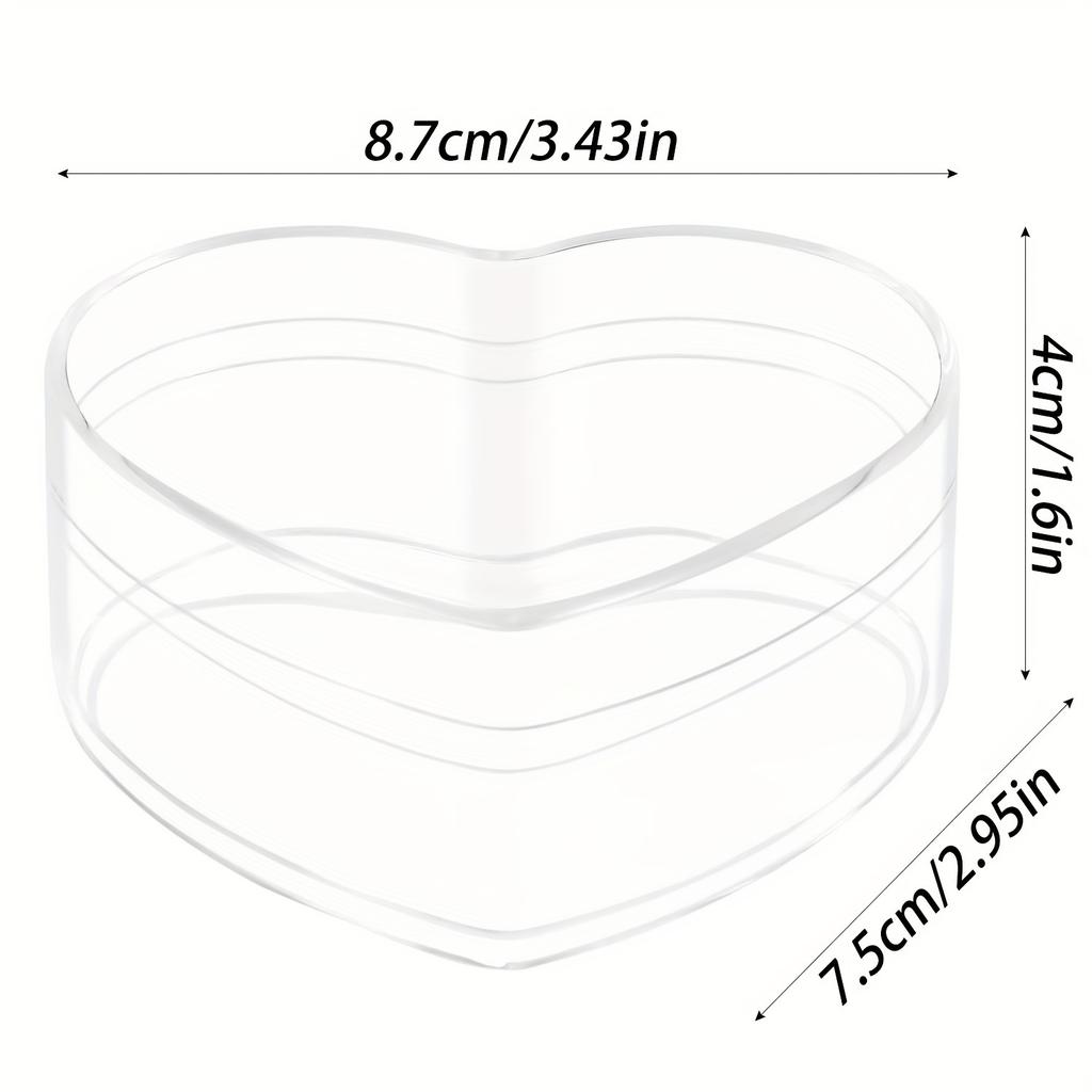 4 шт. прозрачных пластиковых ящика для хранения в форме сердца с крышками для домашней организации, коробки для хранения конфет и ювелирных изделий