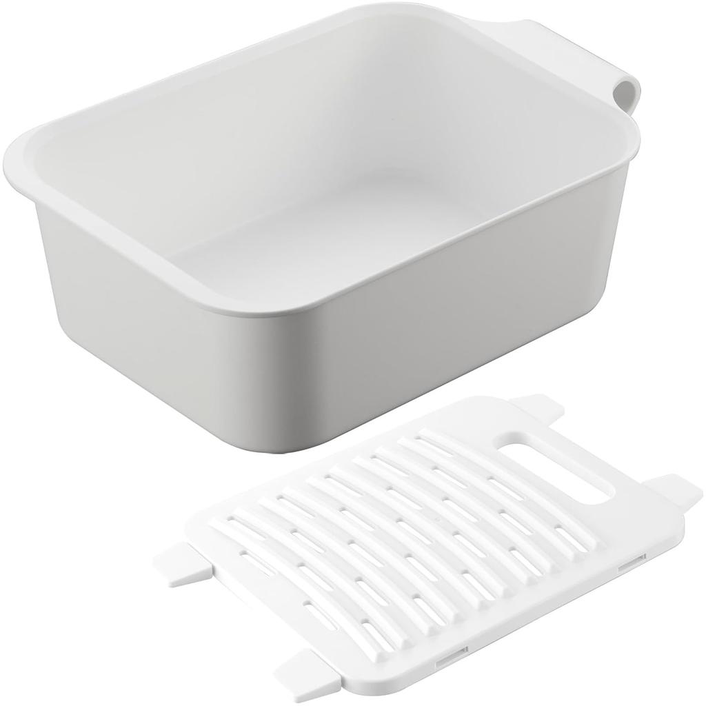 Yamazaki Magnetic Hook Bucket Washing Soaking Board Tower White 1832 10133 & 7.5L + Bucket-Compatible & (2-Piece Set)