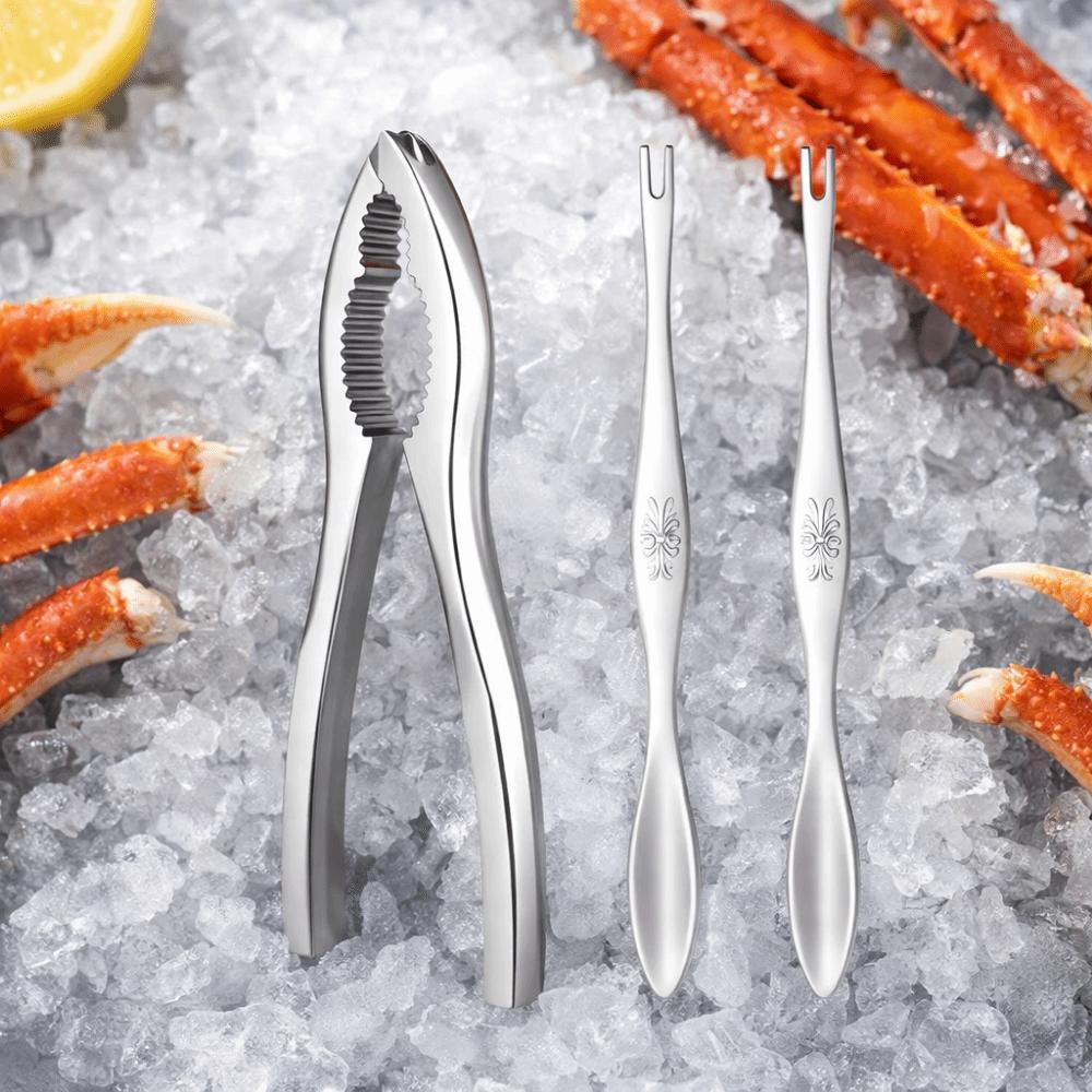 3Pcs/Set Stainless Steel Lobster Crackers and Picks Set Multi-functional Crab Tong Home