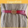 Female Genuine Leather Skinny Belt For Dresses And Tops With Pushbutton Closure For Daily Fashion