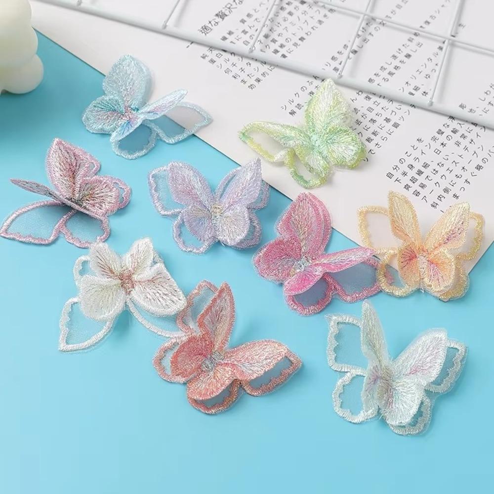 10PCS Double-layer Chiffon Butterfly Dreamy Sewing Craft Decoration For Hairband Nail Decoration