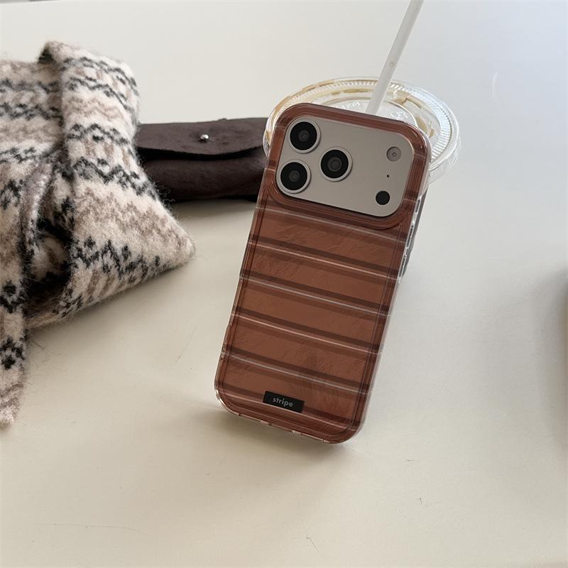 Японский и корейский 3D чехол-медведь в полоску для iPhone 17/16 Pro Max/15/14 - Новый дизайн для девушек